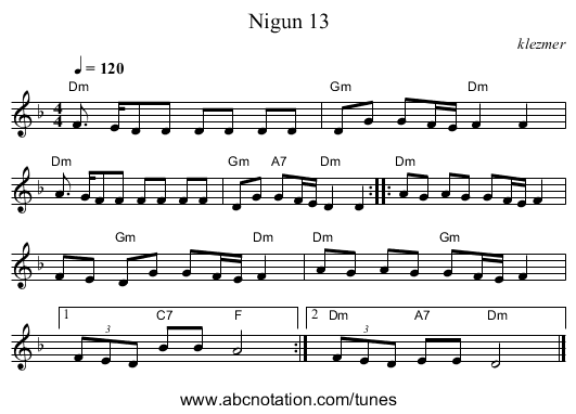 Nigun 13 - staff notation