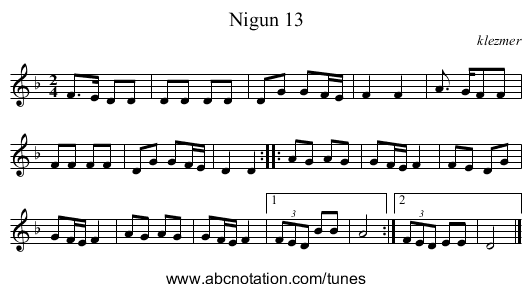 Nigun 13 - staff notation