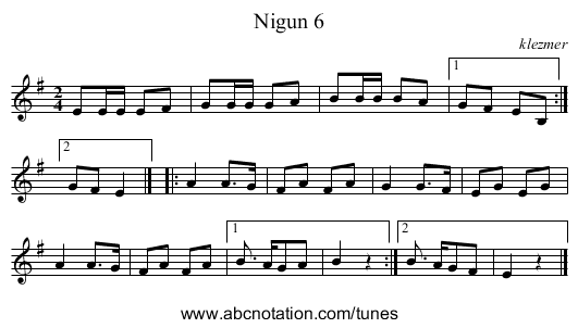 Nigun 6 - staff notation