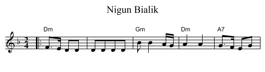 Nigun Bialik - staff notation