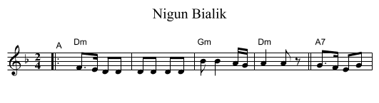 Nigun Bialik - staff notation
