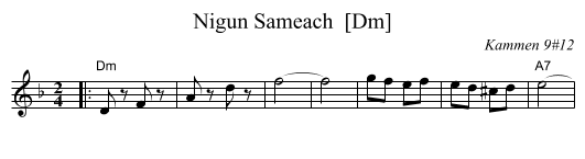 Nigun Sameach  [Dm] - staff notation