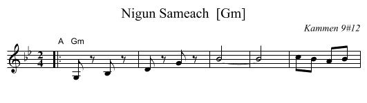 Nigun Sameach  [Gm] - staff notation