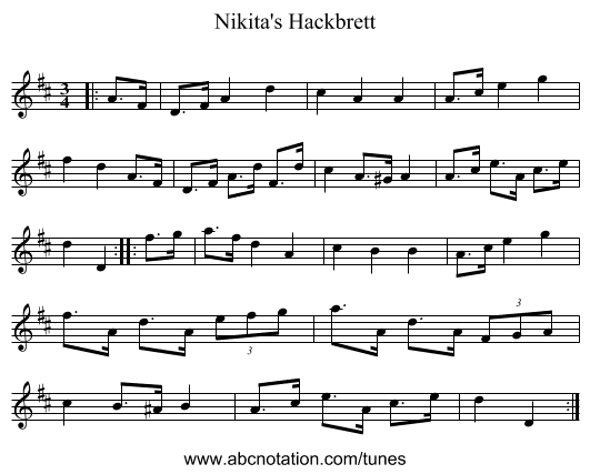 Nikita's Hackbrett - staff notation