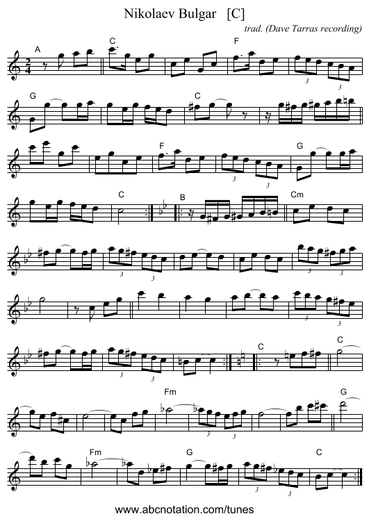 Nikolaev Bulgar   [C] - staff notation