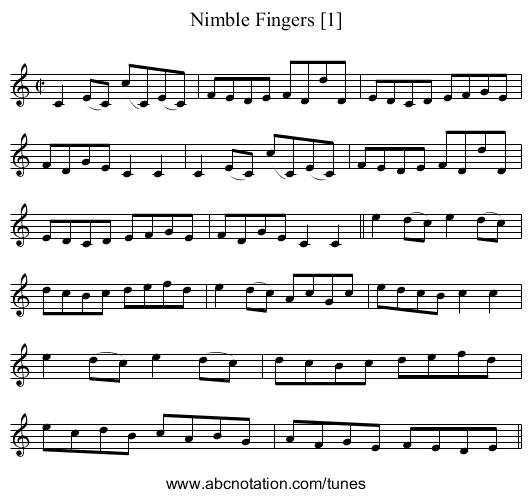 Nimble Fingers [1] - staff notation