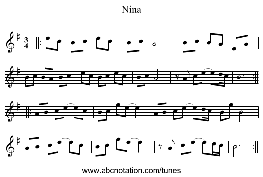 Nina - staff notation