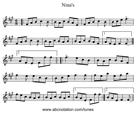Nina's - staff notation