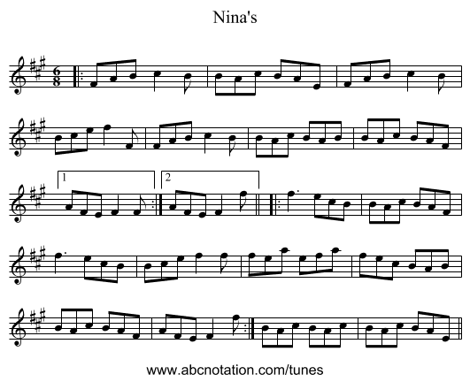 Nina's - staff notation