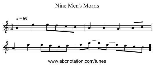 Nine Men's Morris - staff notation