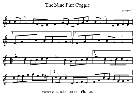 Nine Pint Coggie, The - staff notation
