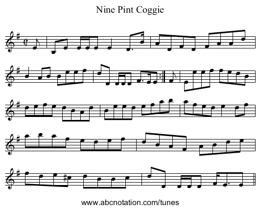 Nine Pint Coggie - staff notation