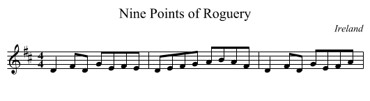 Nine Points of Roguery - staff notation