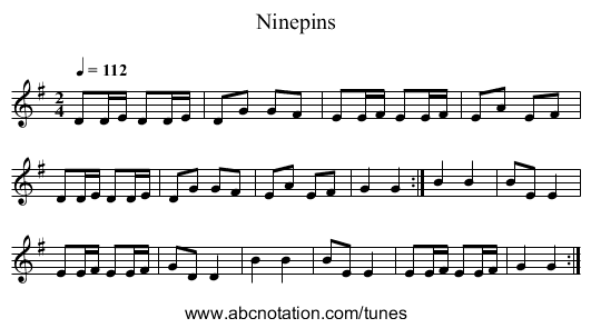 Ninepins - staff notation