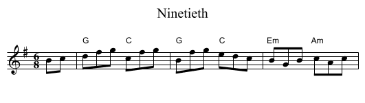 Ninetieth - staff notation