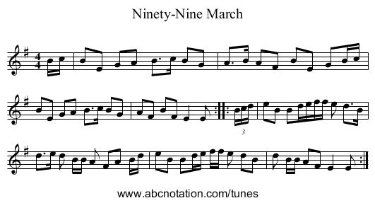 Ninety-Nine March - staff notation