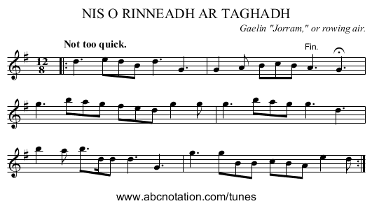NIS O RINNEADH AR TAGHADH - staff notation