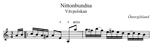 Nittonbundna - staff notation