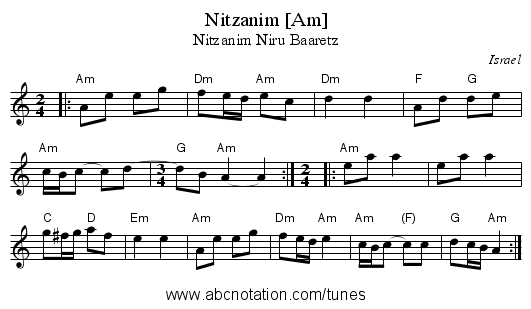 Nitzanim [Am] - staff notation