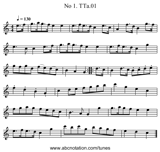 No 1. TTa.01 - staff notation