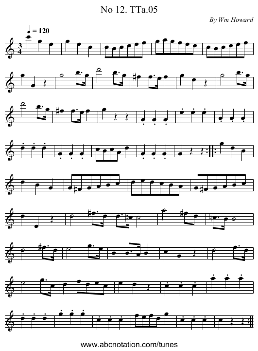 No 12. TTa.05 - staff notation