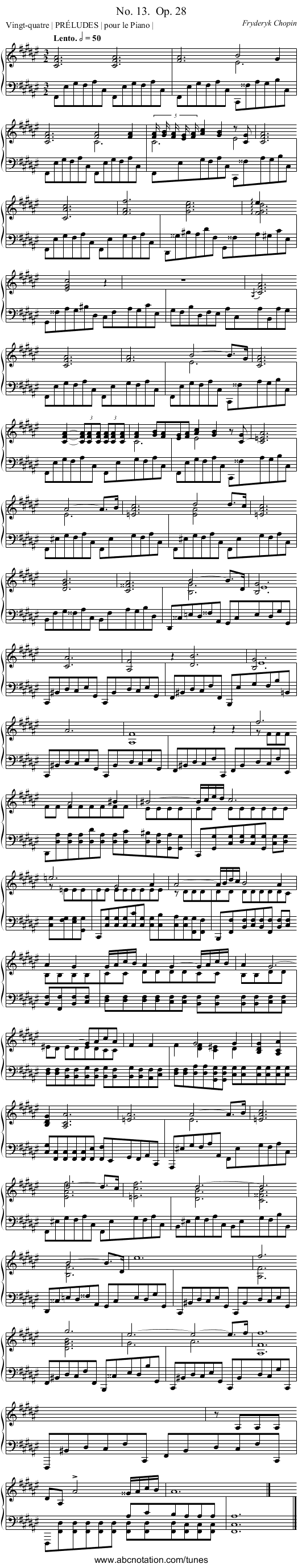No. 13. Op. 28 - staff notation