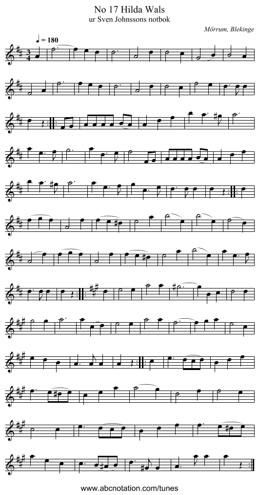 No 17 Hilda Wals - staff notation