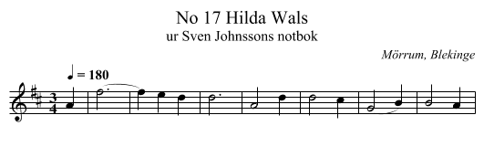 No 17 Hilda Wals - staff notation