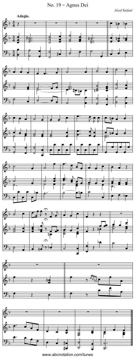 No. 19 – Agnus Dei - staff notation