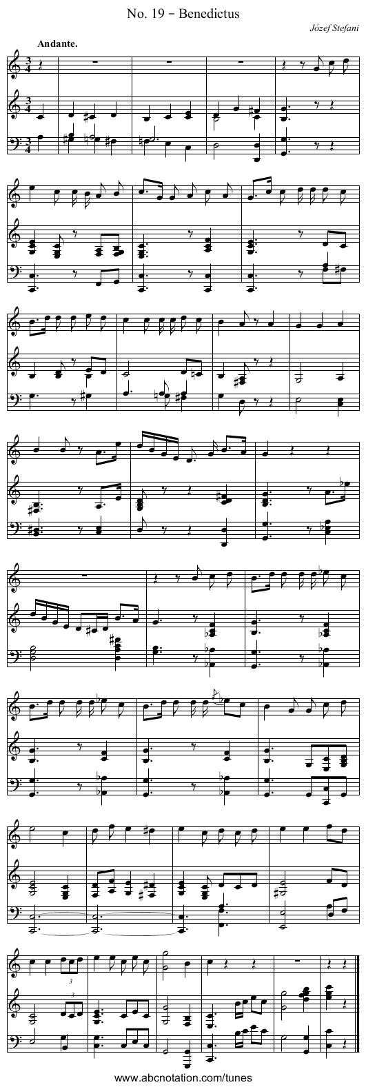 No. 19 – Benedictus - staff notation