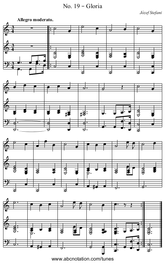 No. 19 – Gloria - staff notation