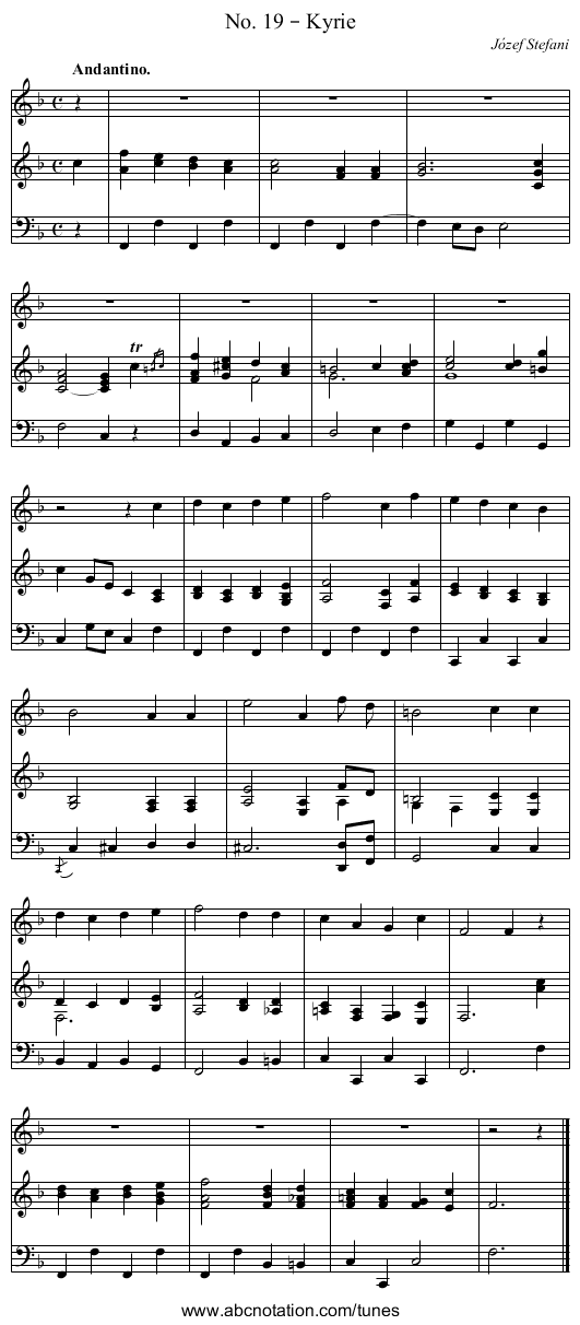 No. 19 – Kyrie - staff notation