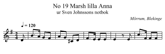 No 19 Marsh lilla Anna - staff notation