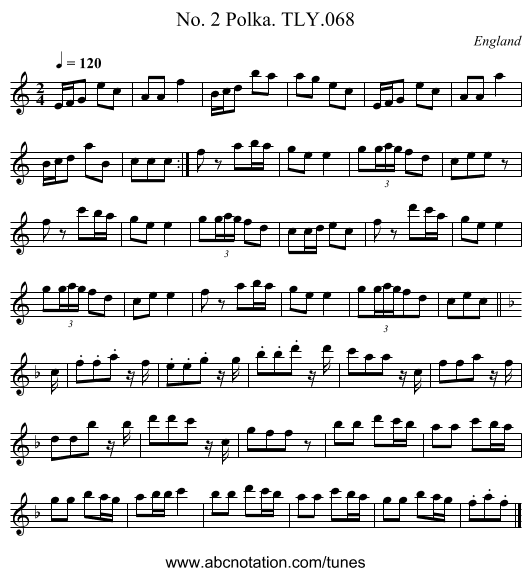 No. 2 Polka. TLY.068 - staff notation