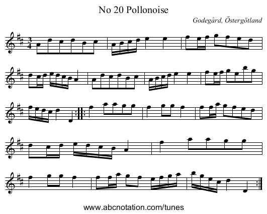 No 20 Pollonoise - staff notation