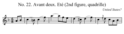 No. 22. Avant deux. Eté (2nd figure, quadrille) - staff notation