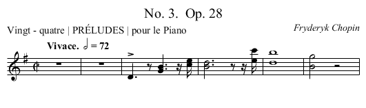 No. 3.	 Op. 28 - staff notation