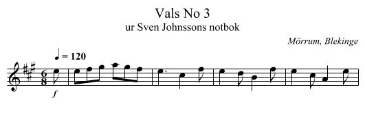 No 3, Vals - staff notation