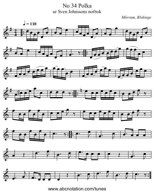 No 34 Polka - staff notation