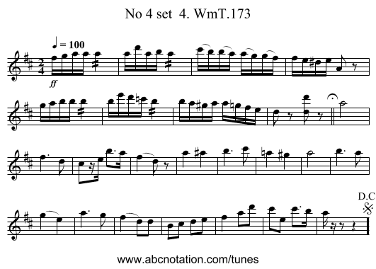 No 4 set  4. WmT.173 - staff notation
