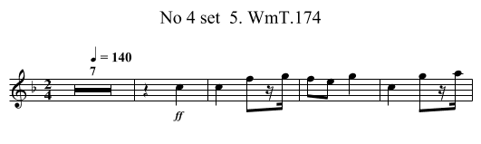 No 4 set  5. WmT.174 - staff notation