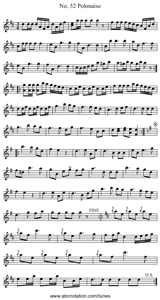 No. 52 Polonaise - staff notation