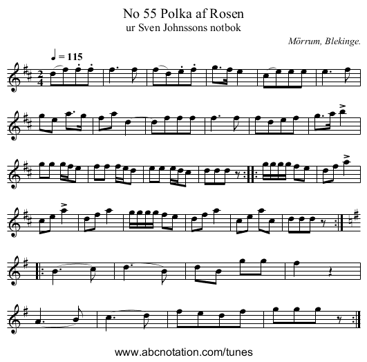 No 55 Polka af Rosen - staff notation