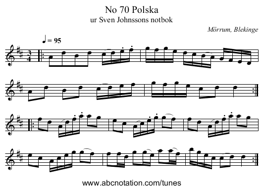 No 70 Polska - staff notation