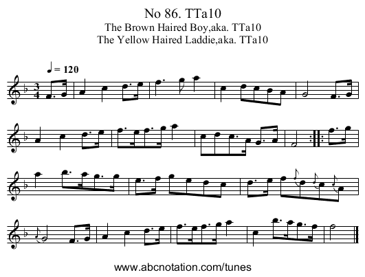 No 86. TTa10 - staff notation