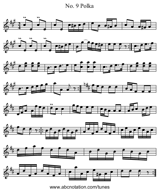 No. 9 Polka - staff notation