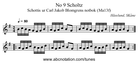 No 9 Scholtz - staff notation