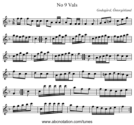 No 9 Vals - staff notation