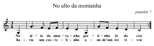 No alto da montanha - staff notation