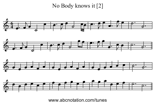 No Body knows it [2] - staff notation